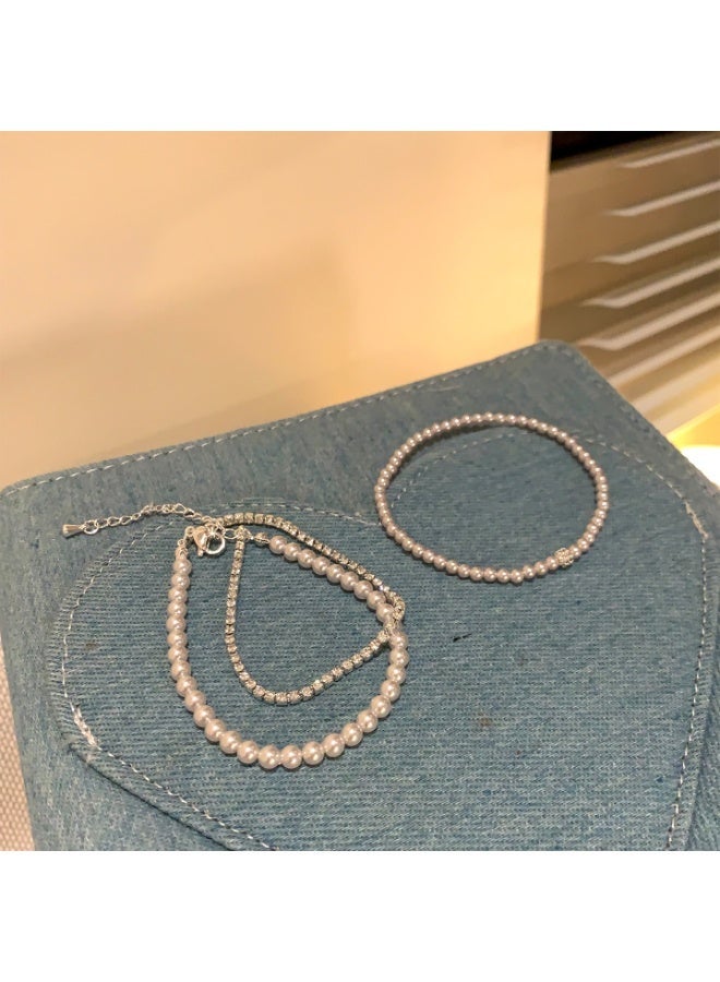 AuliceVerse Valentine's Double-Layer Bracelet Set – Faux Pearl & Sterling Silver, Adjustable  & Hypoallergenic for Daily, Date & Party | Perfect Gift for Her - Image 2